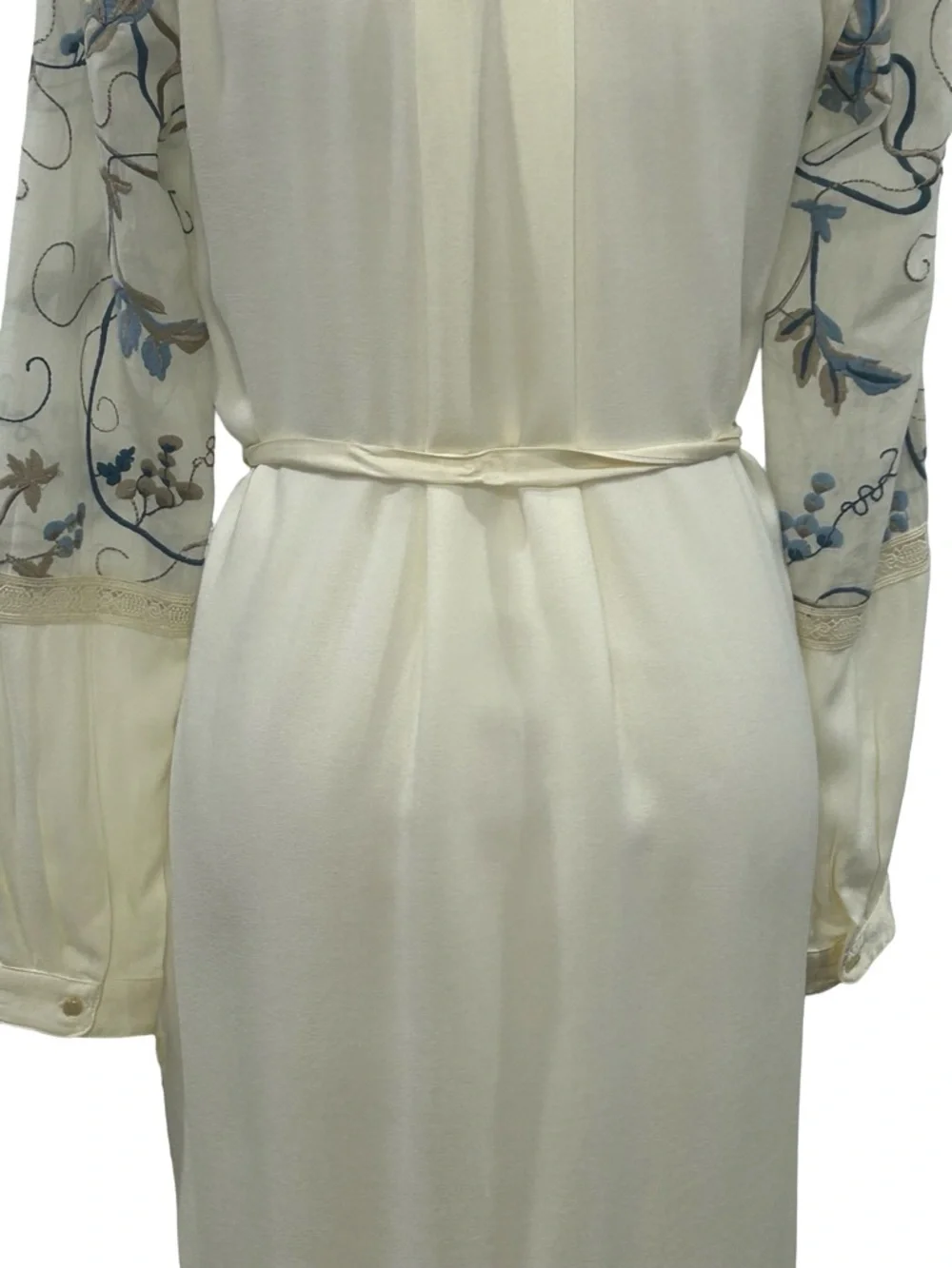 Tiny Ivory Boho Festival Shirt Dress Embroidered Lace XS S Country Cottagecore - Picture 12 of 16